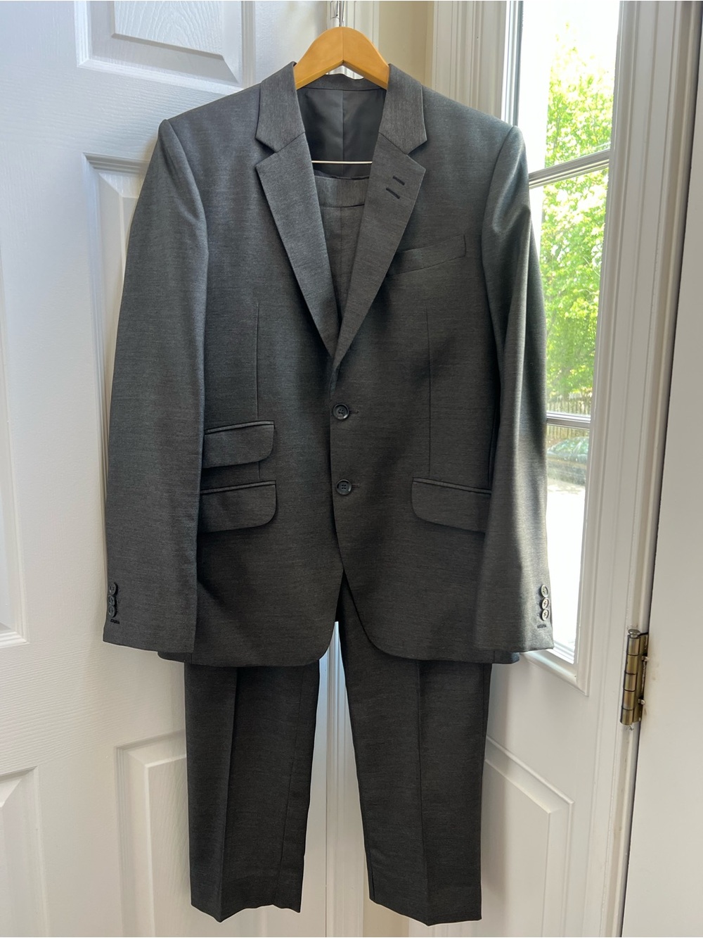 Custom Tailored Italian Wool Gray 2-Piece Suit 40R Slim Fit 32x30